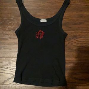 Brandy Melville Black Tank Top W/ Devil Cartoon Image